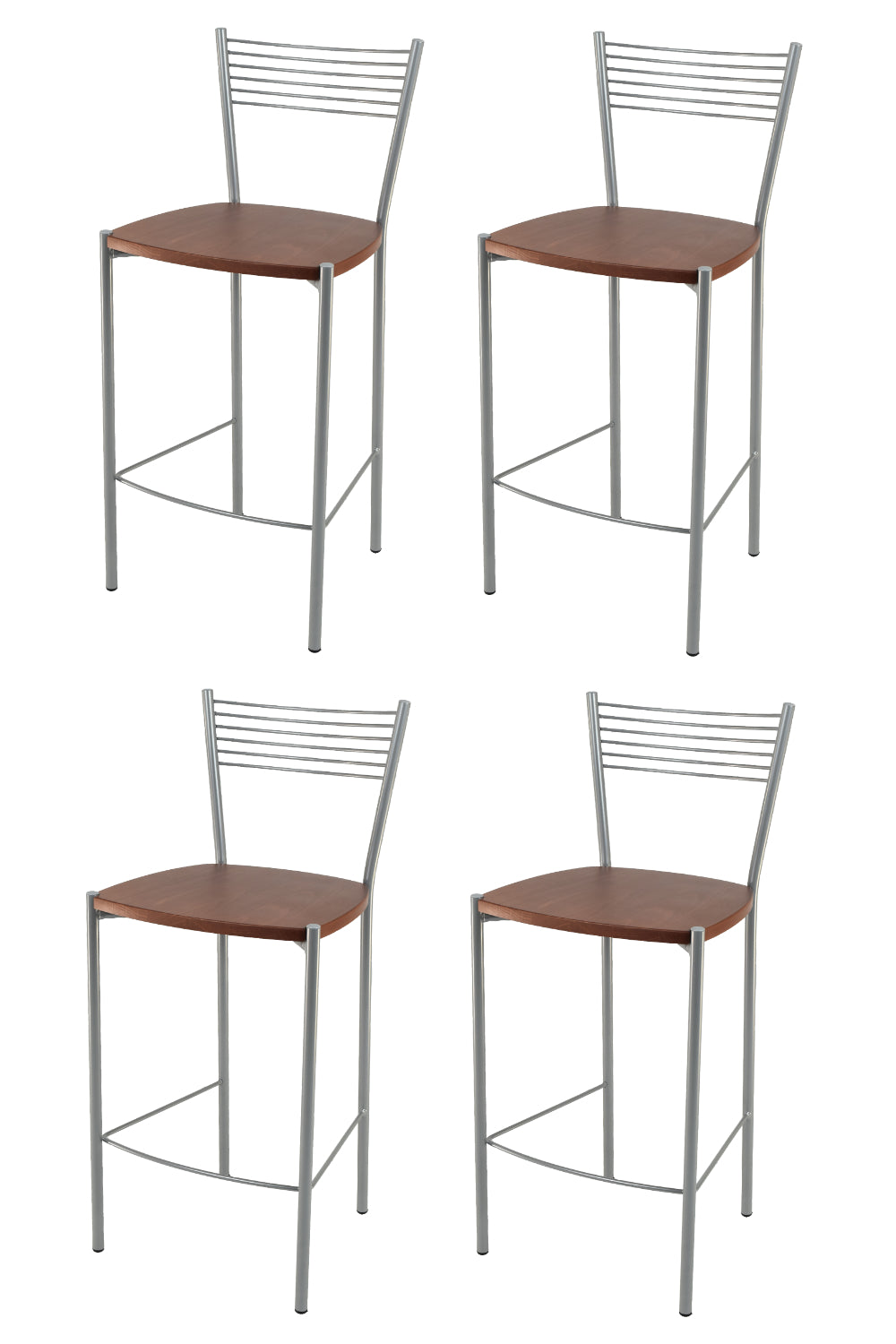 Tommychairs - Set 4 taburetes de Cocina y Bar  Elegance, con Estructura en Acero Pintado Aluminio y Asiento en Madera Color Cerezo