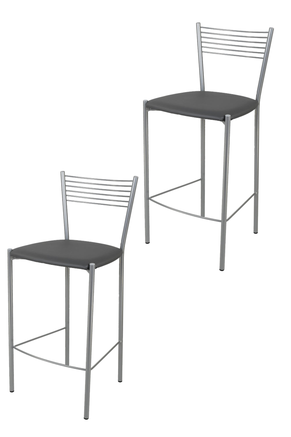 Tommychairs - Set 2 taburetes de Cocina y Bar  Elegance, con Estructura en Acero Pintado Aluminio y Asiento tapizado en Polipiel Gris Oscuro