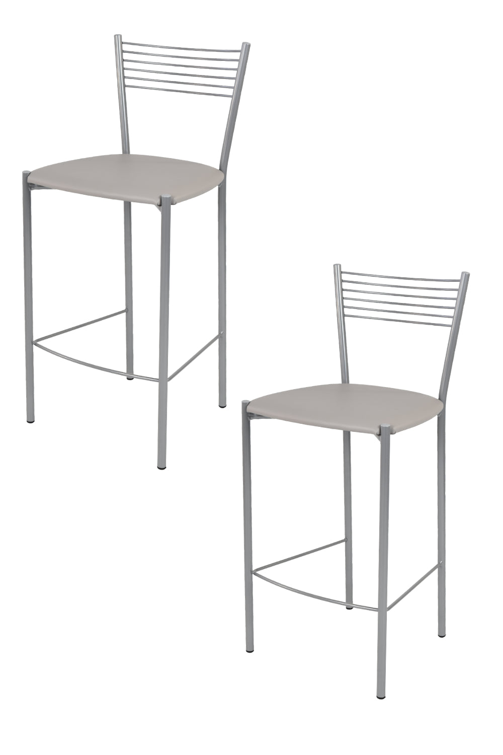 Tommychairs - Set 2 taburetes de Cocina y Bar  Elegance, con Estructura en Acero Pintado Aluminio y Asiento tapizado en Polipiel Color Gris Claro