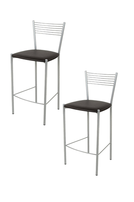 Tommychairs - Set 2 taburetes de Cocina y Bar  Elegance, con Estructura en Acero Pintado Aluminio y Asiento tapizado en Polipiel Color Moka