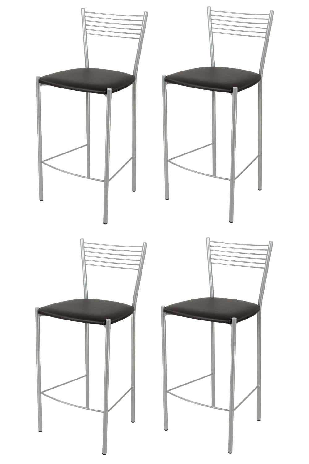 Tommychairs - Set 4 taburetes de Cocina y Bar  Elegance, con Estructura en Acero Pintado Aluminio y Asiento tapizado en Polipiel Color Moka