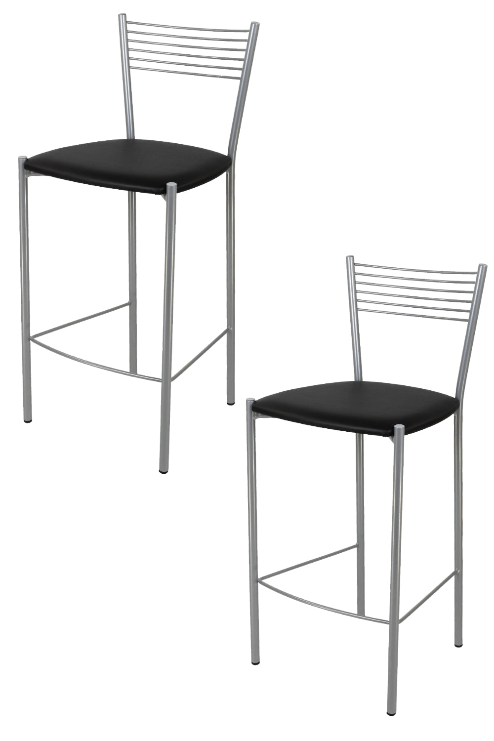 Tommychairs - Set 2 taburetes de Cocina y Bar  Elegance, con Estructura en Acero Pintado Aluminio y Asiento tapizado en Polipiel Color Negro