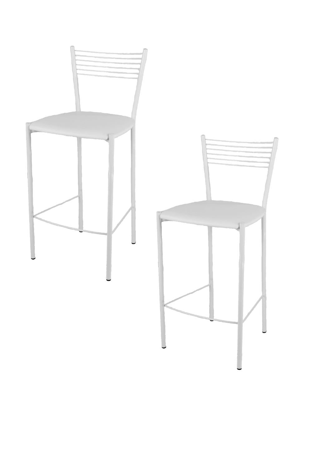 Tommychairs - Set 2 taburetes de Cocina y Bar  Elegance, con Estructura en Acero Blanco y Asiento tapizado en Polipiel Color Blanco