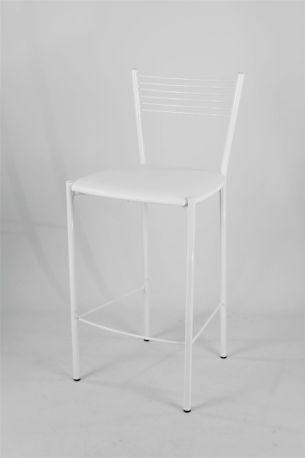 Tommychairs - Set 4 taburetes de Cocina y Bar  Elegance, con Estructura en Acero Blanco y Asiento tapizado en Polipiel Color Blanco