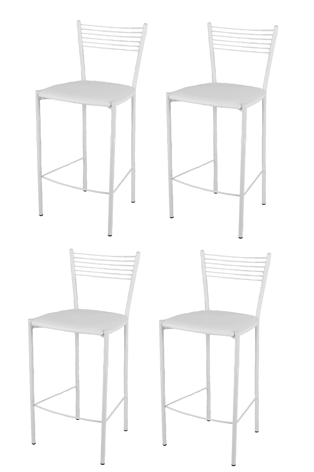 Tommychairs - Set 4 taburetes de Cocina y Bar  Elegance, con Estructura en Acero Blanco y Asiento tapizado en Polipiel Color Blanco