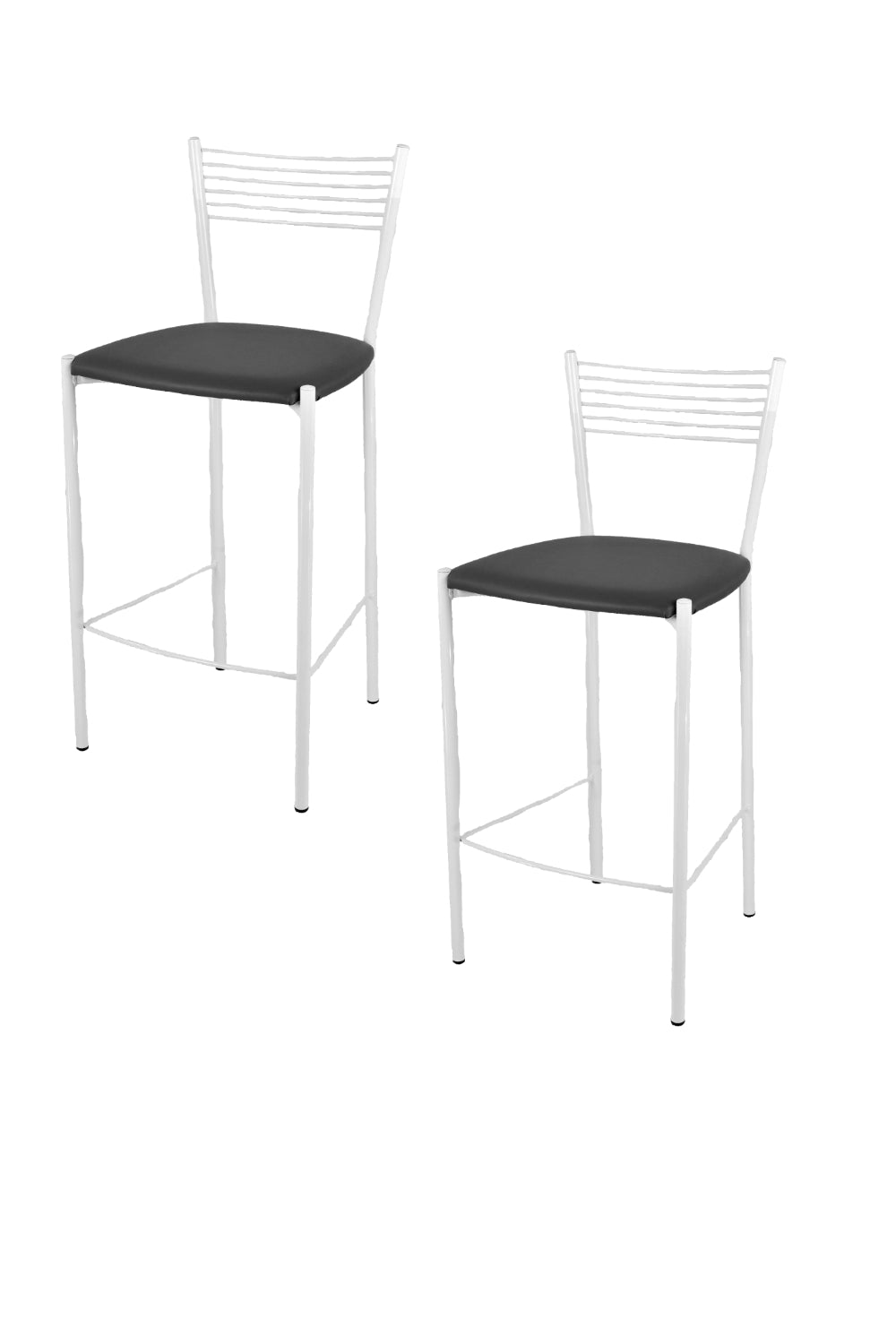 Tommychairs - Set 2 taburetes de Cocina y Bar  Elegance, con Estructura en Acero Blanco y Asiento tapizado en Polipiel Color Gris Oscuro