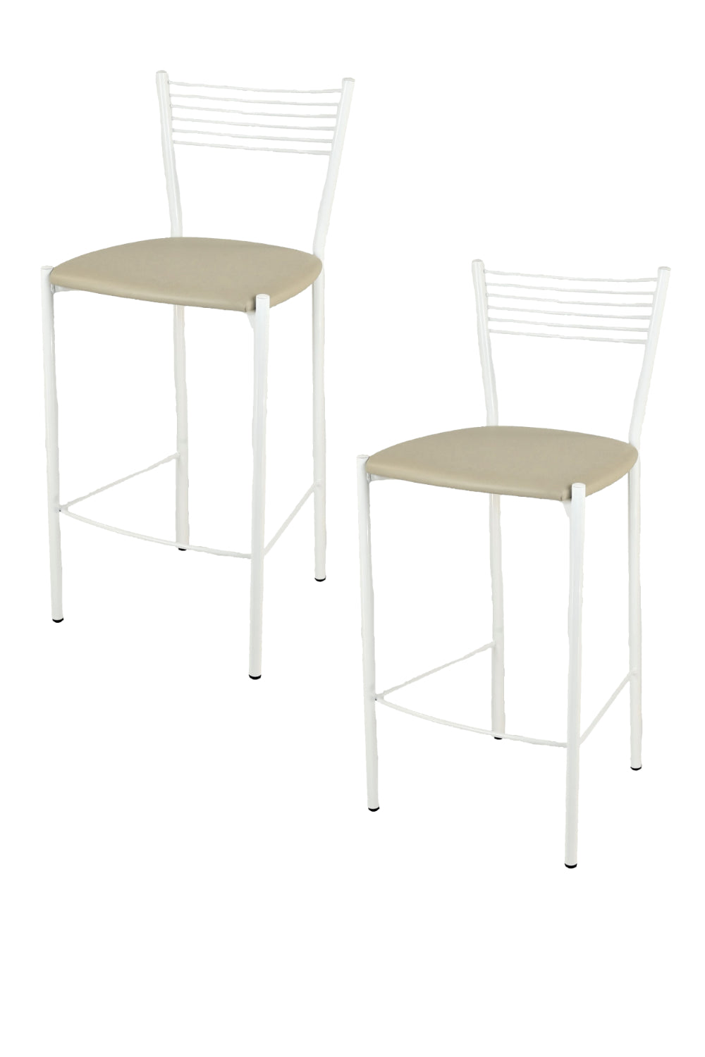 Tommychairs - Set 2 taburetes de Cocina y Bar  Elegance, con Estructura en Acero Blanco y Asiento tapizado en Polipiel Color Lino