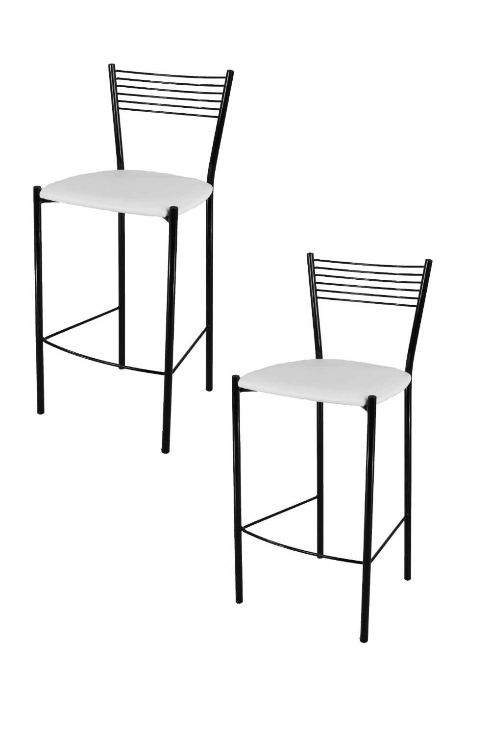 Tommychairs - Set 2 taburetes de Cocina y Bar  Elegance, con Estructura en Acero Pintado Negro y Asiento tapizado en Polipiel Color Blanco