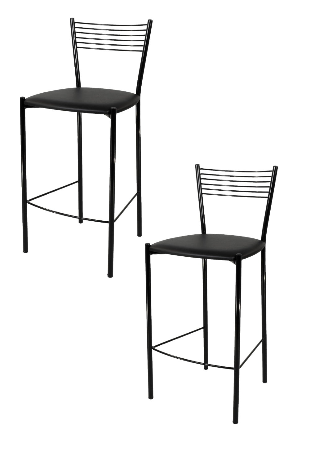 Tommychairs - Set 2 taburetes de Cocina y Bar  Elegance, con Estructura en Acero Pintado Negro y Asiento tapizado en Polipiel Color Negro