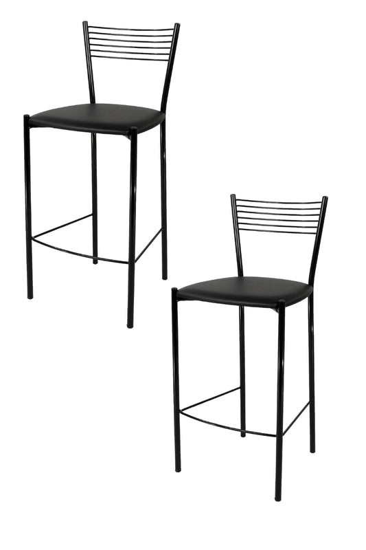 Tommychairs - Set 2 taburetes de Cocina y Bar  Elegance, con Estructura en Acero Pintado Negro y Asiento tapizado en Polipiel Color Negro