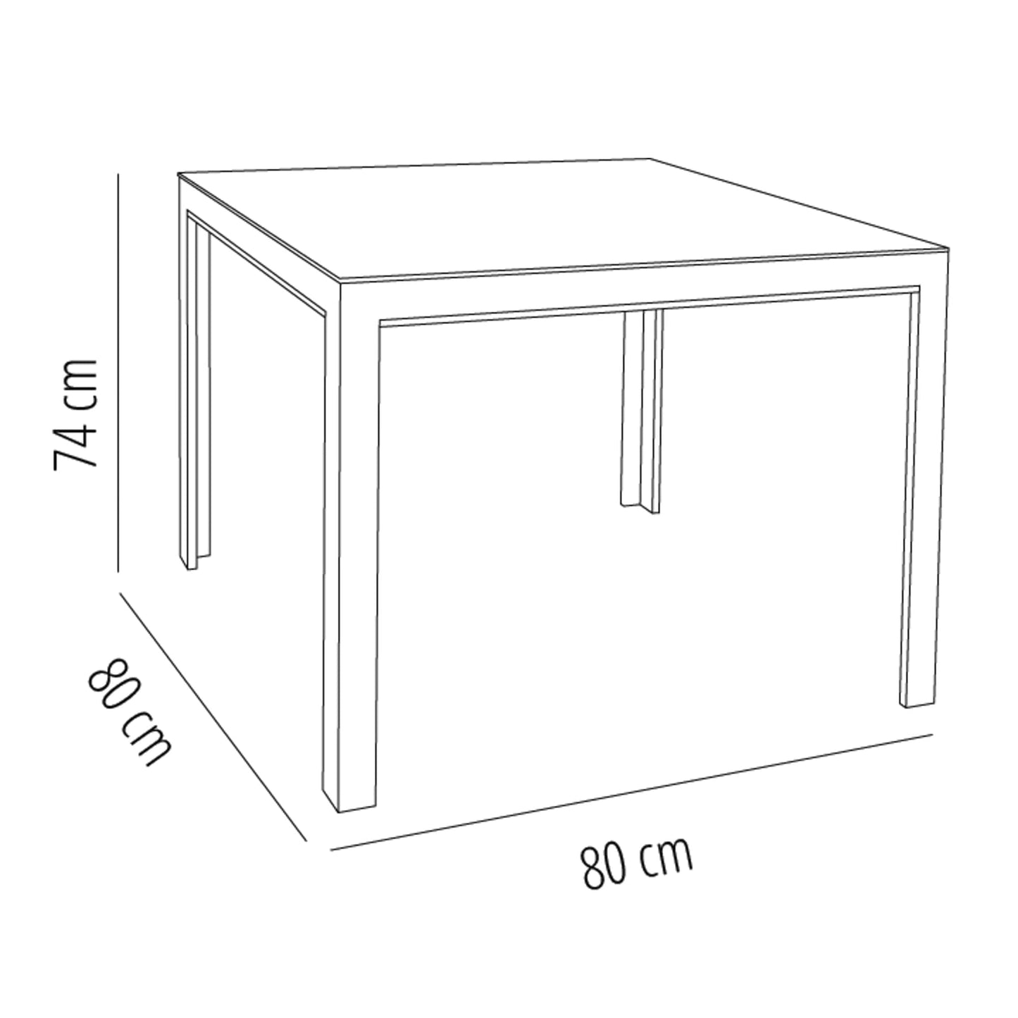 Garbar shio mesa cuadrada interior, exterior 80x80 blanco