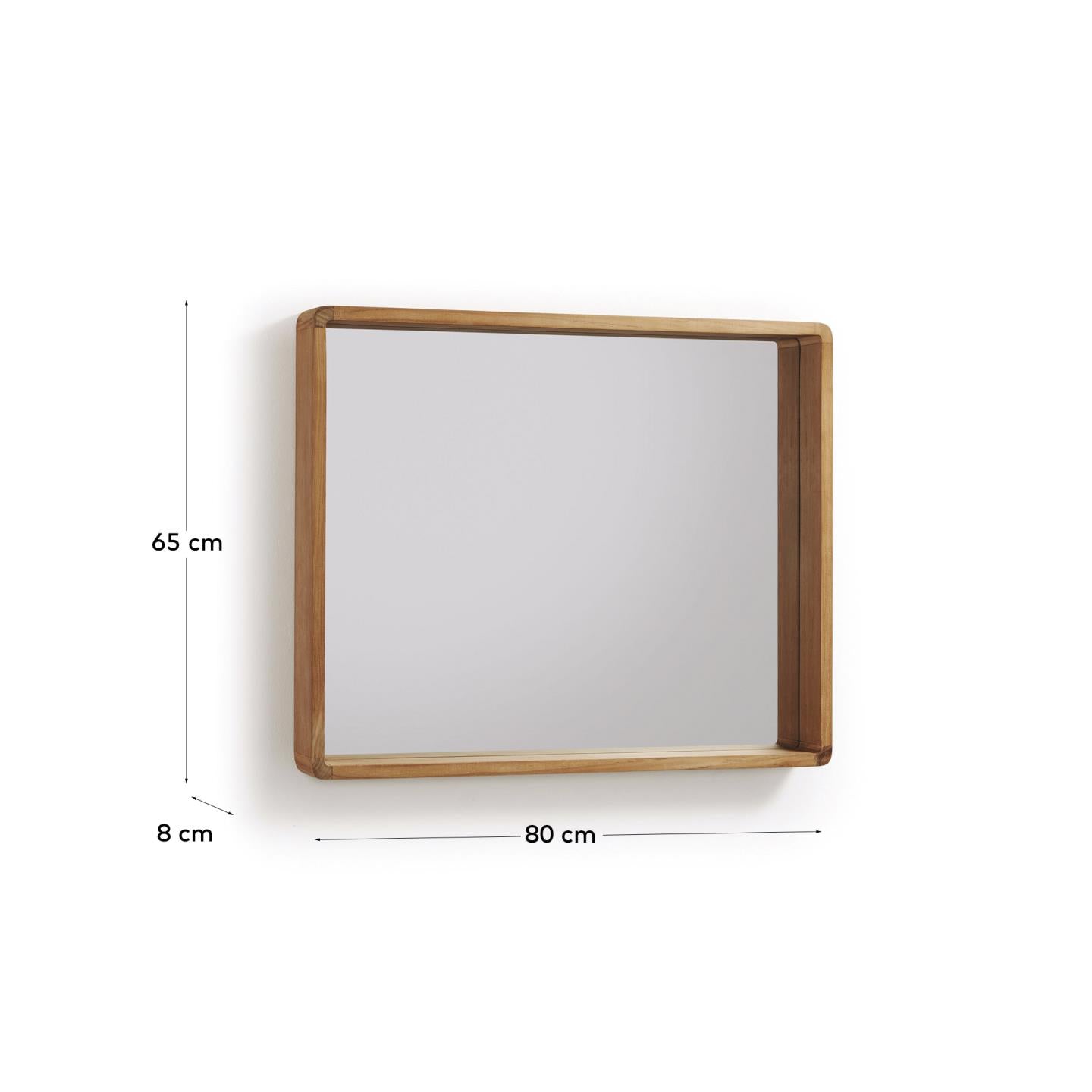 Espejo Kuveni de madera maciza de teca 80 x 65 cm