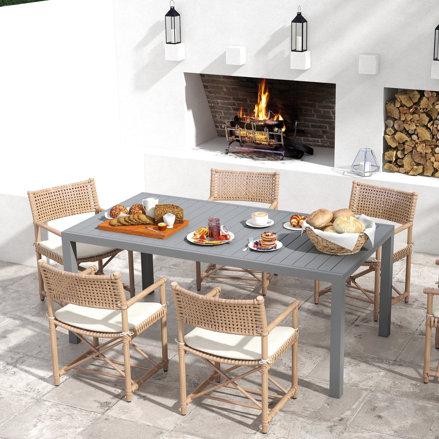 Outsunny Mesa de Jardín Extensible de Aluminio Mesa de Comedor Exterior Mesa de Terraza Rectangular para 6 -8 Personas Carga 50 kg para Balcón 180/240x94x73 cm Gris Oscuro