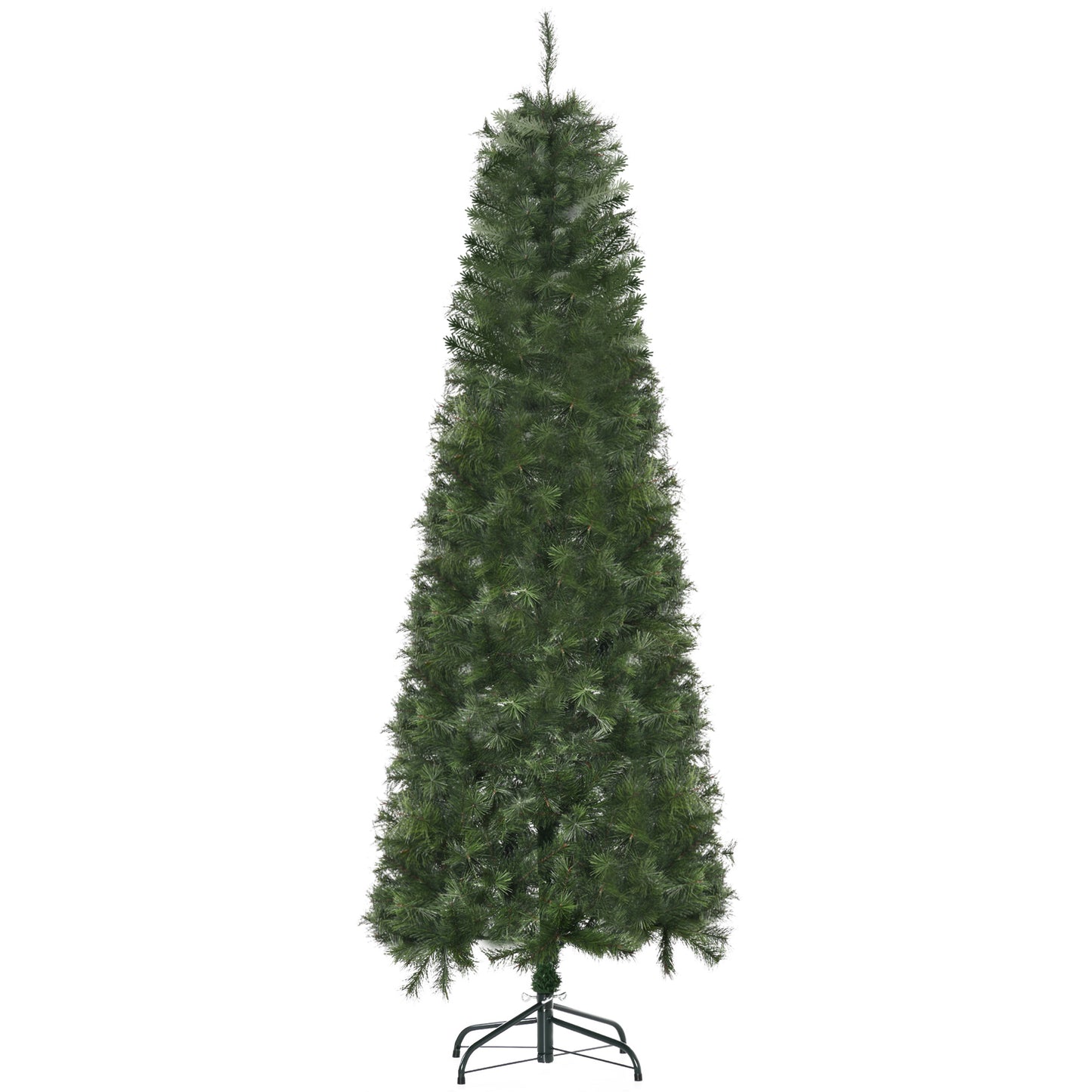 HOMCOM Árbol de Navidad Artificial 180 cm Ignífugo con 493 Ramas Hojas de PVC Apertura Automática Base Plegable y Soporte Metálico Decoración Navideña para Interiores Verde