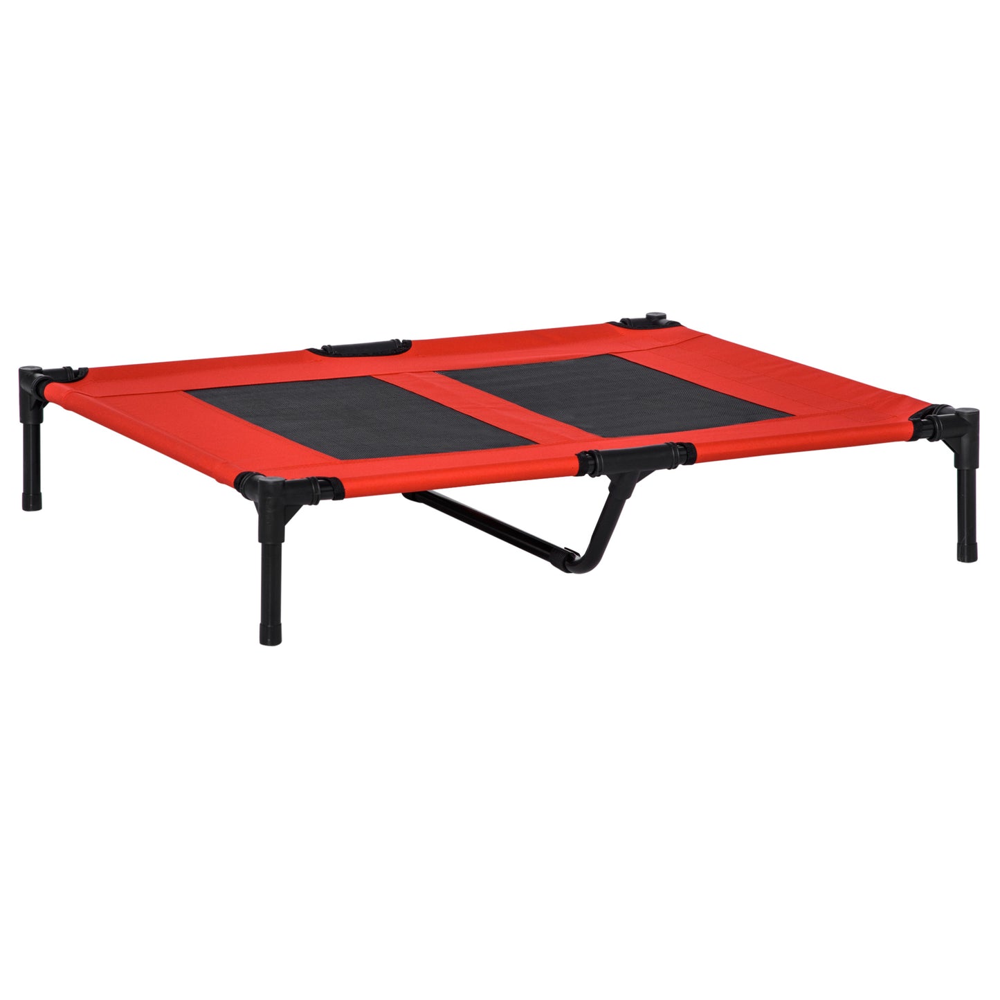 PawHut Cama Elevada para Perros Gatos Portátil Cama para Mascotas con Zona de Malla Transpirable y Tela Oxford para Interior Exterior 91,5x76,2x18 cm Rojo