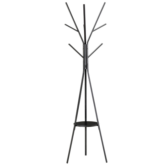 HOMCOM Perchero de Pie Forma de Árbol Perchero para Ropa de Metal con 9 Ganchos y Estante Perchero Vintage para Dormitorio Salón 45x45x180 cm Negro