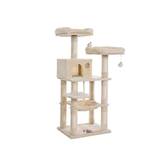 Árbol para Gatos de Altura 143 cm Torre para Gatos Rascadores Tela de Felpa-Feandrea