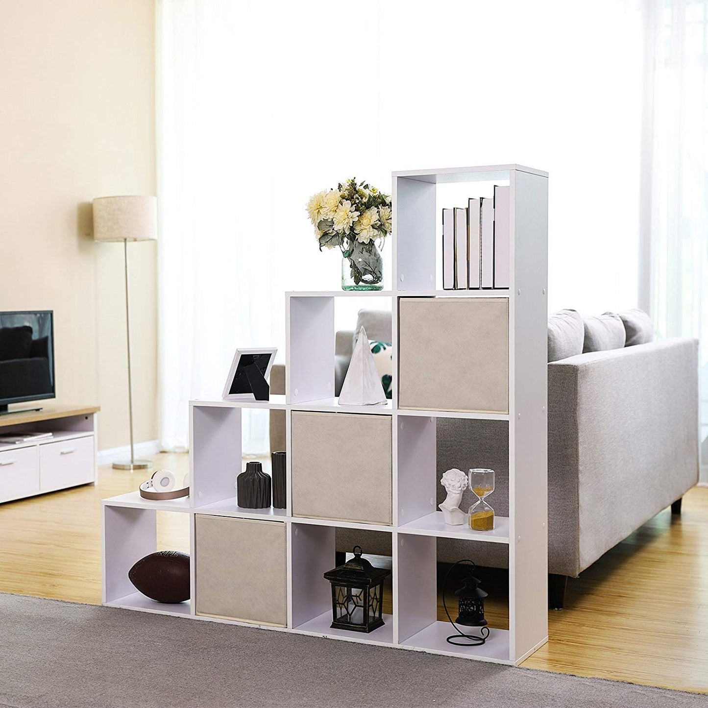 Estantería de Almacenamiento Estantería Modular Estante con Cubos Blanco-VASAGLE