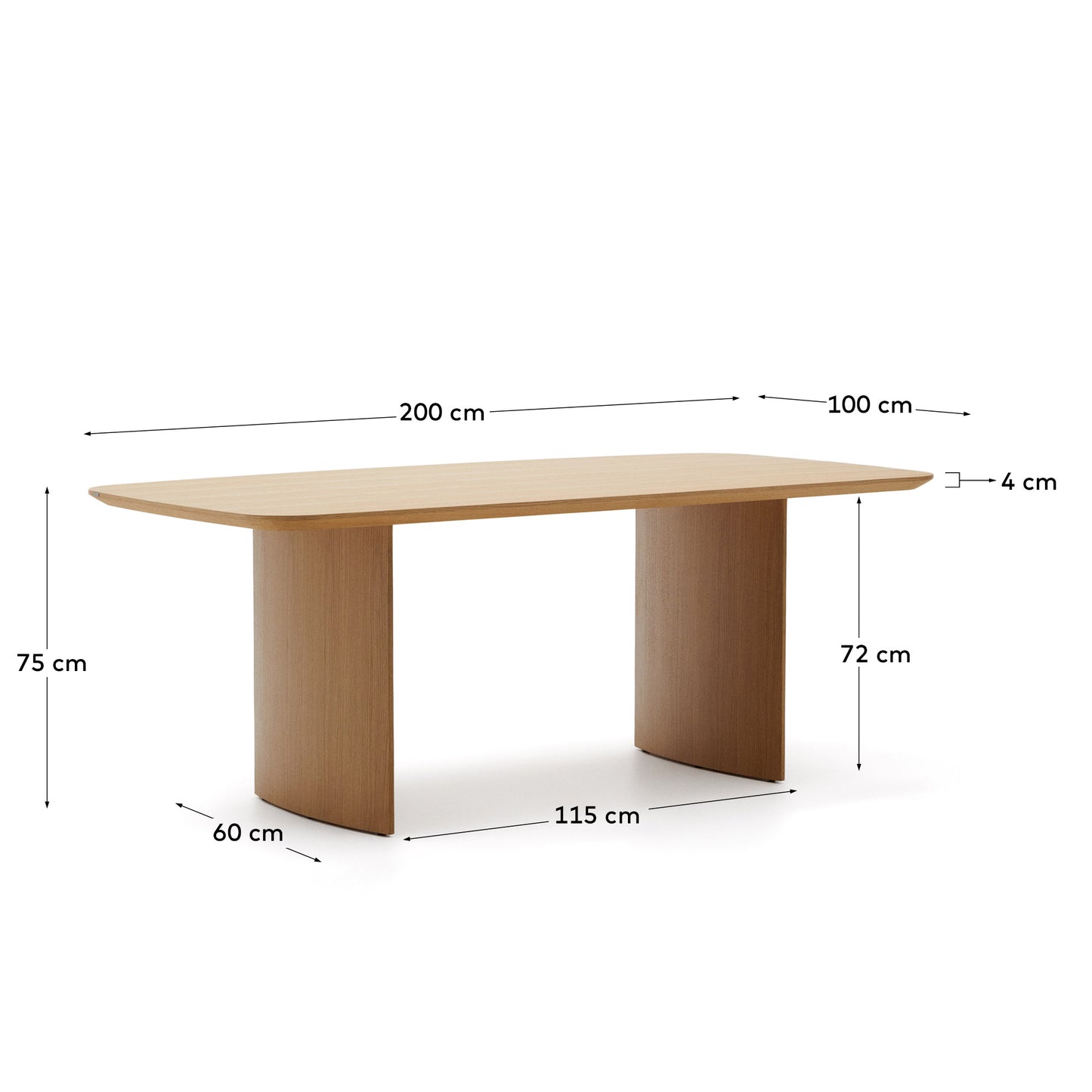 Mesa Litto de chapa de roble 200 x 100 cm