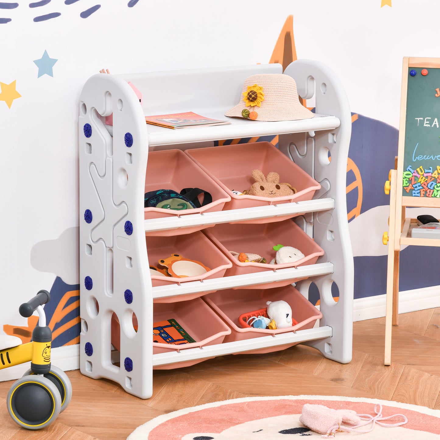 HOMCOM Mueble Infantil Librería Estantería para Niños con 2
