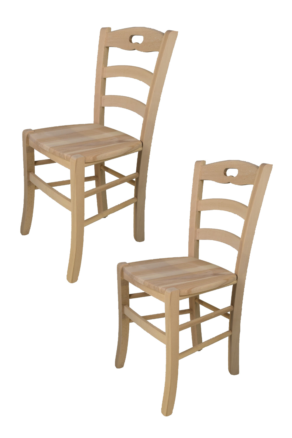 Tommychairs - Set 2 sillas de cocina y comedor Savoie , estructura en madera de haya lijada, no tratada, 100% natural y asiento en madera