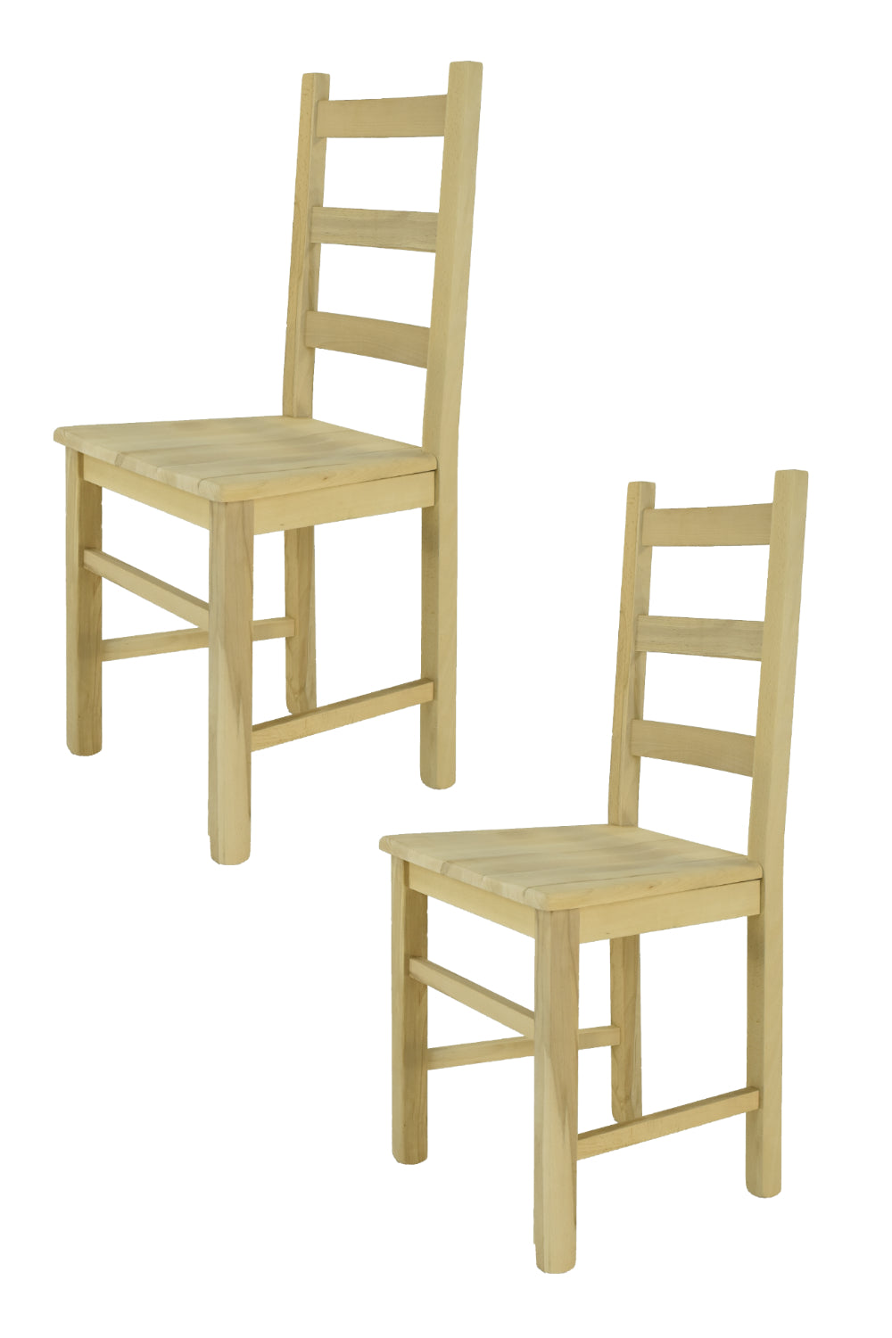 Tommychairs - Set 2 sillas de Cocina y Comedor  Rustica, estructura en madera de haya lijada, no tratada, 100% natural y asiento en madera