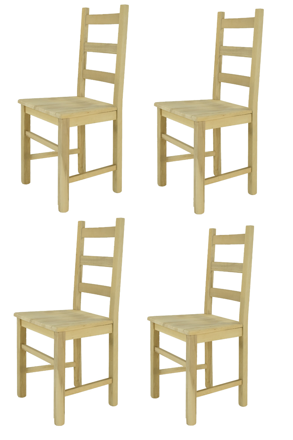 Tommychairs - Set 4 sillas de Cocina y Comedor  Rustica, Estructura en Madera de Haya lijada, no tratada, 100% Natural y Asiento en Madera