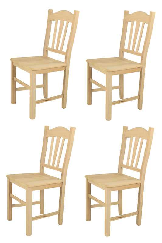 Tommychairs - Set 4 sillas de Cocina y Comedor Silvana, Estructura en Madera de Haya lijada, no tratada, 100% Natural y Asiento en Madera