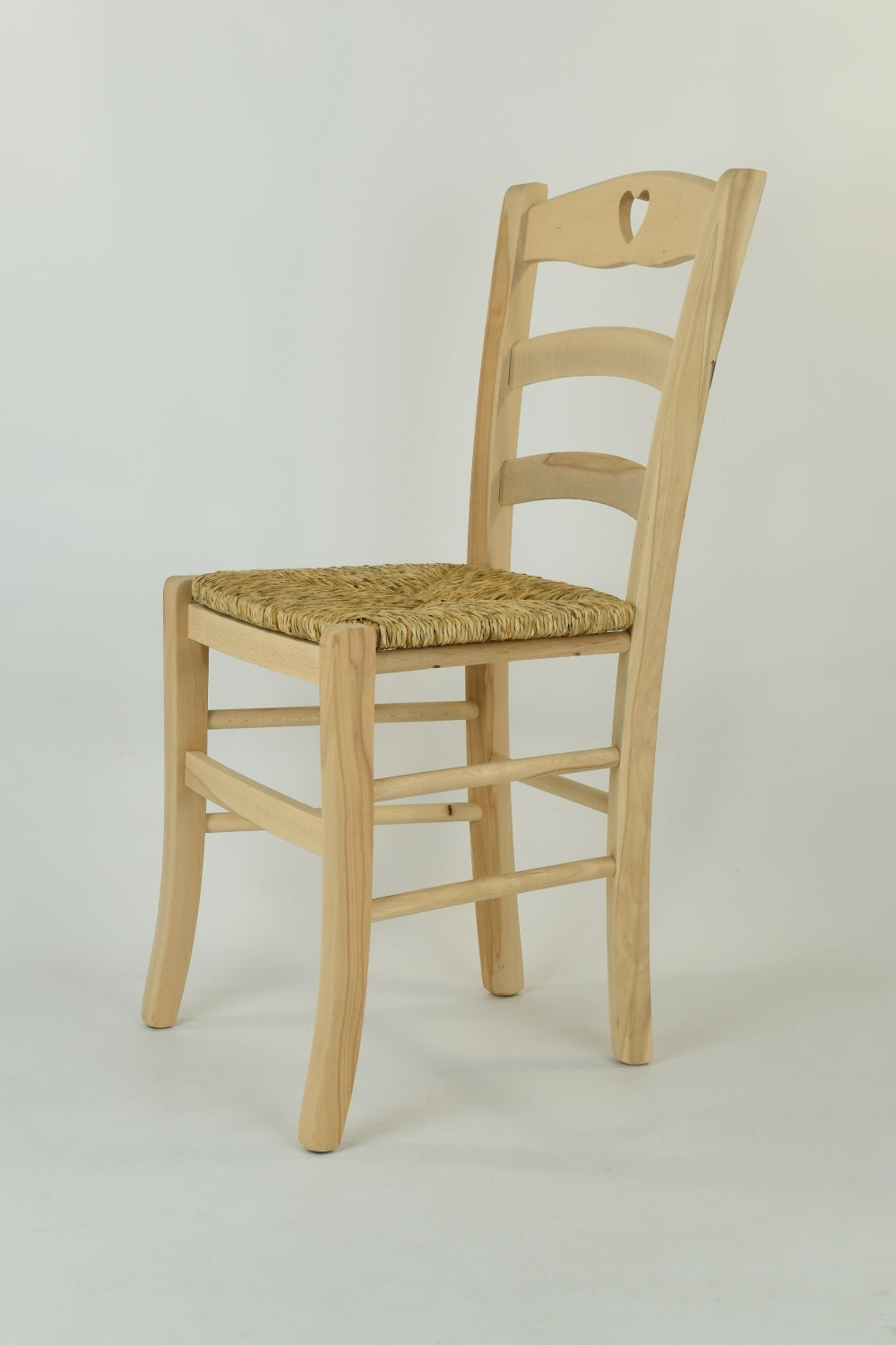 Tommychairs - Set 2 sillas de Cocina y Comedor Cuore, estructura en madera de haya lijada, no tratada, 100% natural y asiento en paja