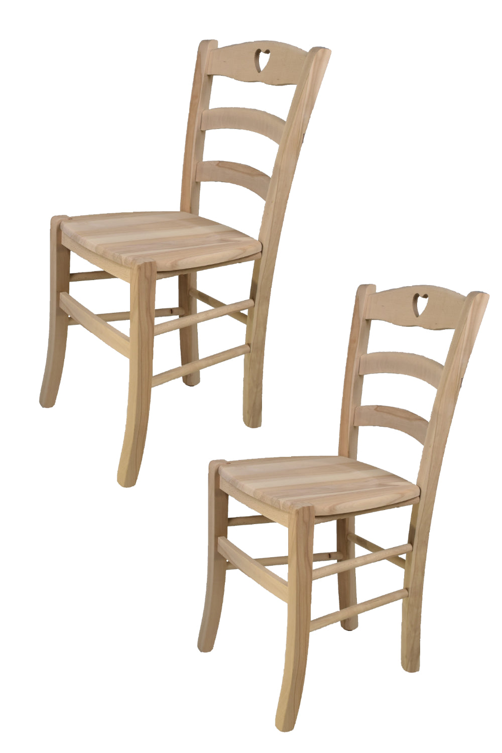 Tommychairs - Set 2 sillas de Cocina y Comedor Cuore, estructura en madera de haya lijada, no tratada, 100% natural y asiento en madera