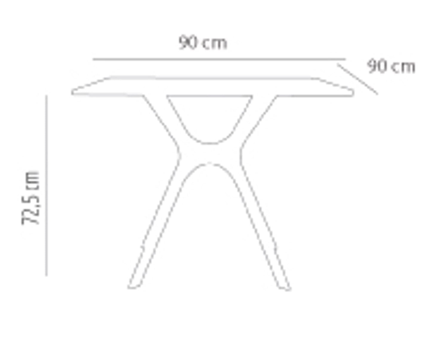 Resol vela s mesa cuadrada interior, exterior 90x90 pie blanco - tablero blanco