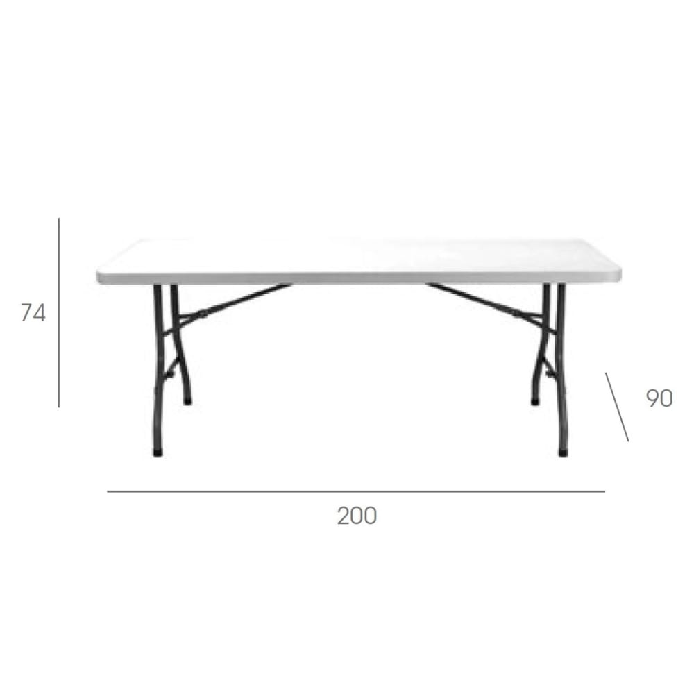 Garbar vivaldi mesa rectangular plegable interior, exterior 200x90 gris