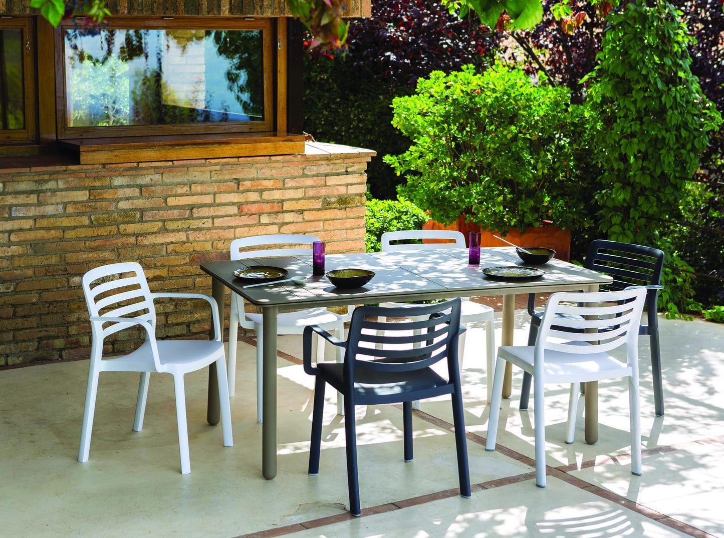 Garbar wind set 2 silla con brazos interior, exterior blanco