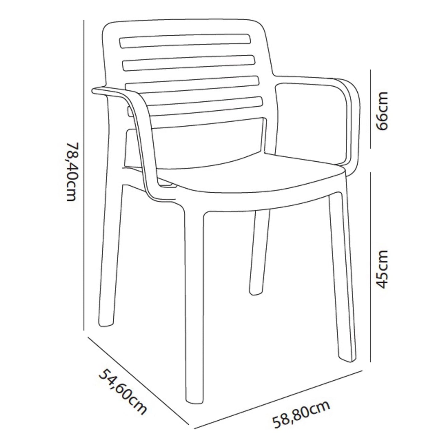 Garbar wind set 4 silla con brazos interior, exterior blanco