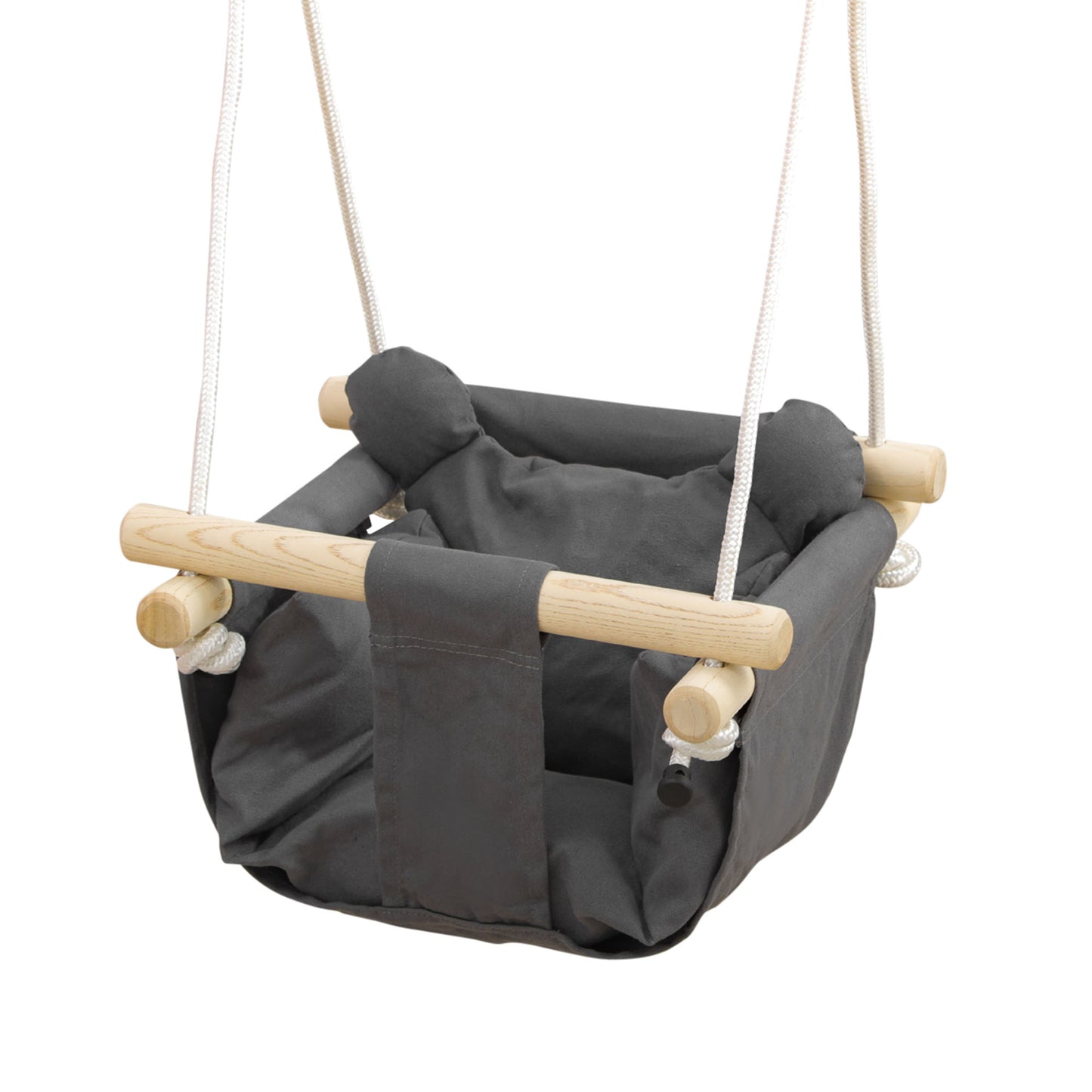 AIYAPLAY Columpio para Bebés de 9-36 Meses con Cuerdas Ajustables Columpio Infantil con Asiento Acolchado Carga 70 kg para Interiores y Exteriores 40x40x110-180 cm Gris Oscuro