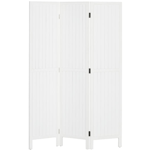 HOMCOM Biombo de 3 Paneles Divisor de Habitación Plegable 120x1,8x170 cm Separador de Ambientes con Pantalla de Privacidad Estilo Rústico para Oficina Dormitorio Salón Blanco