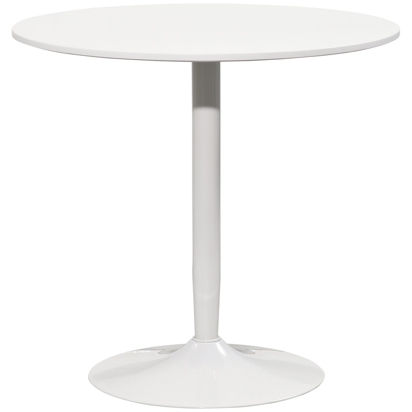 HOMCOM Mesa de Comedor Mesa Redonda Mesa de Cocina Moderna para 2 Personas con Base de Acero y Almohadillas Antideslizantes para Salón Ø70x75 cm Blanco