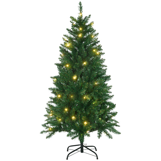 HOMCOM Árbol de Navidad Artificial Altura 150 cm Ignífugo con 502 Ramas 150 Luces LED IPX2 8 Modos Hojas de PVC Base Plegable y Soporte Metálico Decoración Navideña para Interiores Verde