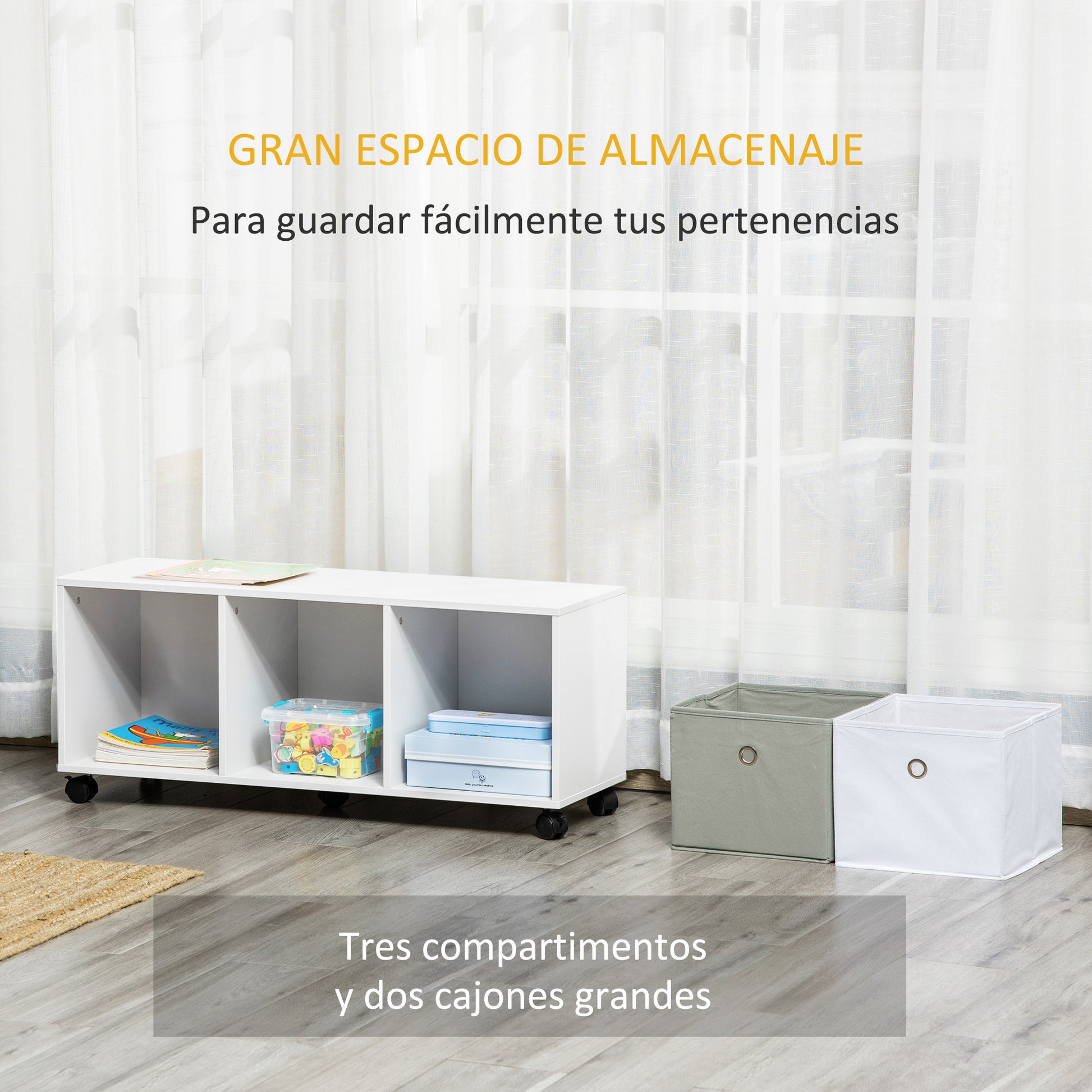 Homcom Estanteria De 8 Cubos Con 4 Cajones Extraibles De Tela Blanco