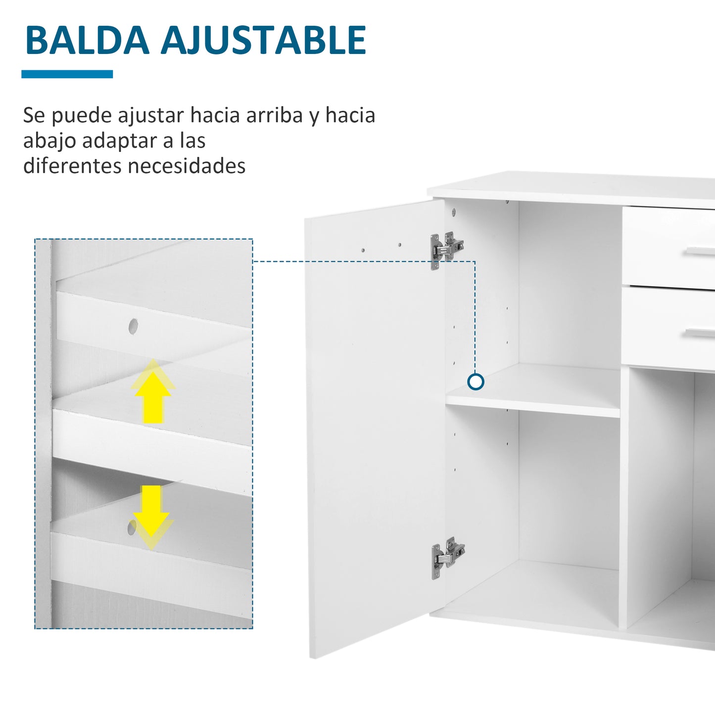 HOMCOM Armario Gabinete Consola Aparador Buffet Mueble Organizador de Almacenaje Multiusos de Comedor Salón con Puertas y Cajones 71x35x76cm