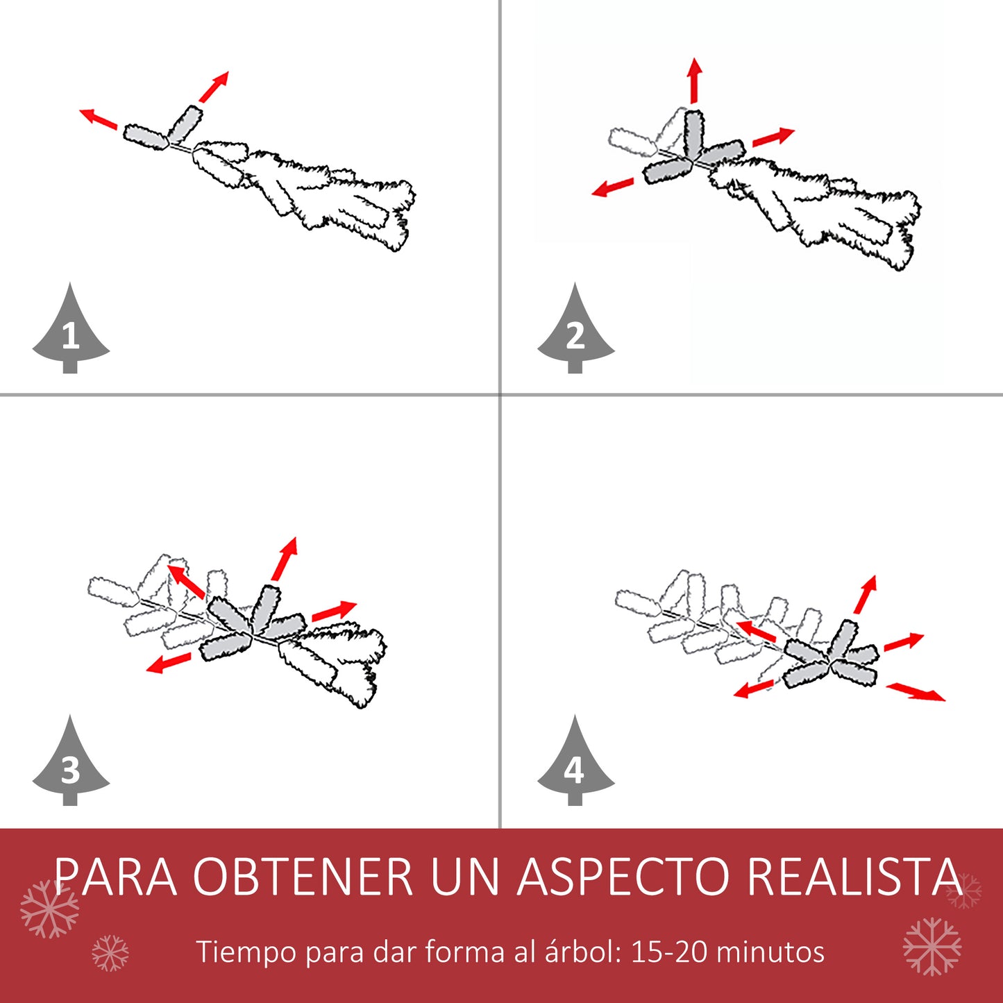 HOMCOM Árbol de Navidad Artificial Plegable 150 cm con Nieve Ignífugo con 408 Ramas 25 Bayas 21 Piñas Hojas de PVC Apertura Automática y Soporte Metálico Decoración Navideña para Interior Verde