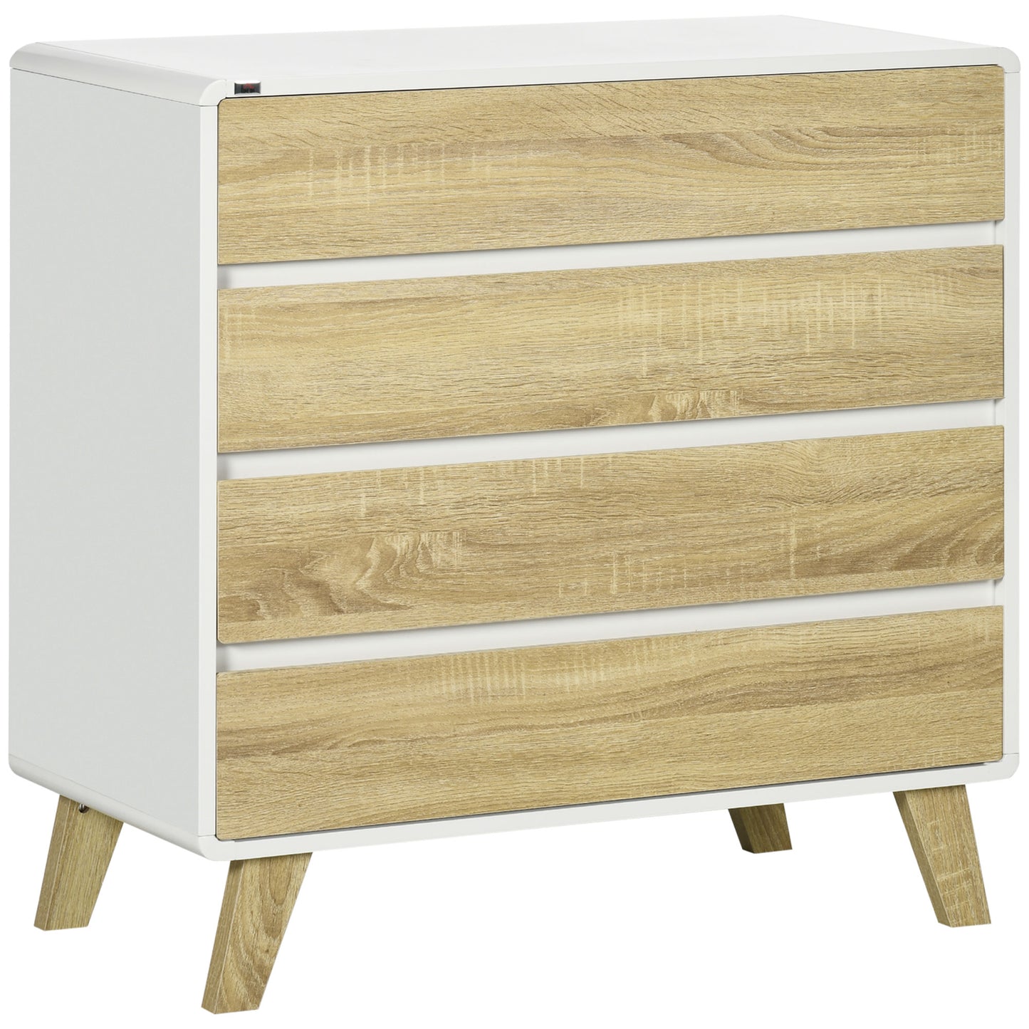 HOMCOM Cómoda con 4 Cajones Cajonera de Madera Cajonera para Armario con Patas Elevadas para Salón Dormitorio Oficina 80x40x79,5 cm Blanco y Roble