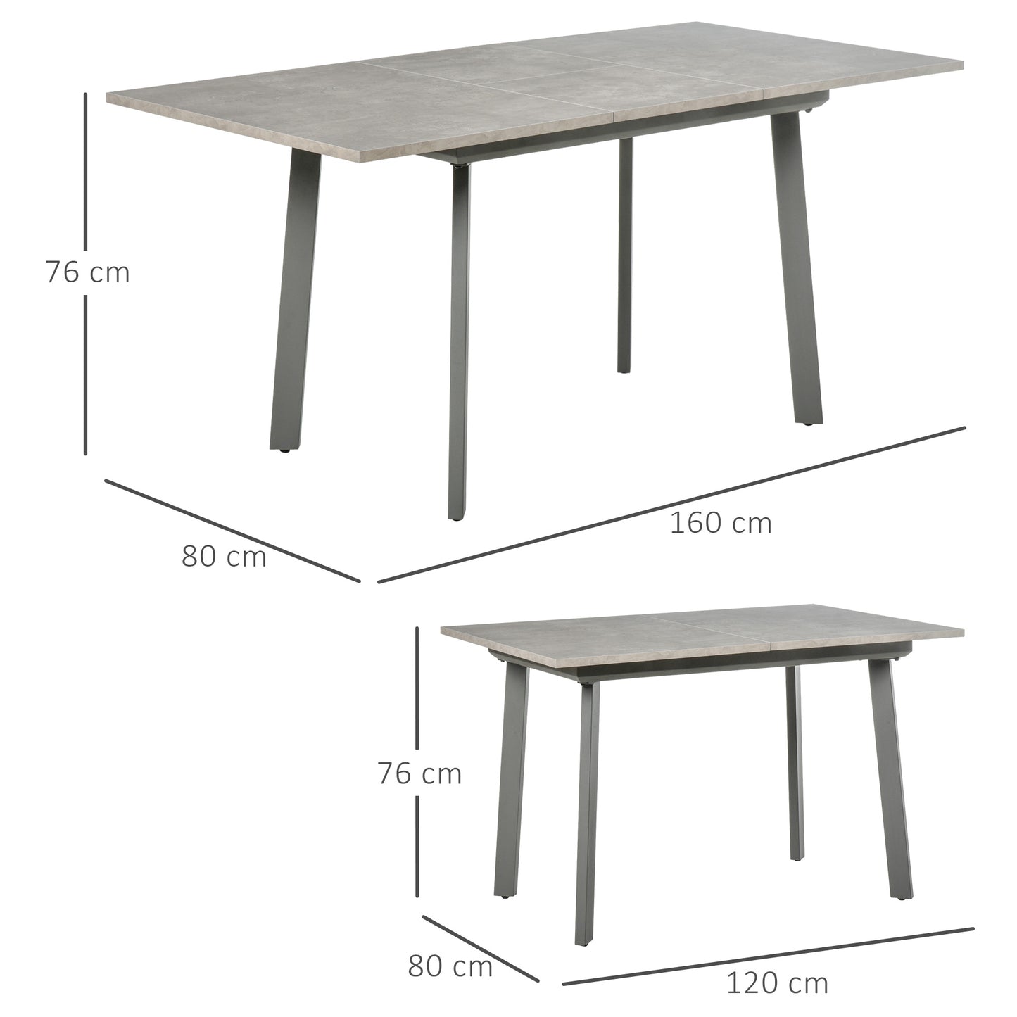 Mesa de comedor extensible 4-6 personas HOMCOM 120-160x80x76 cm