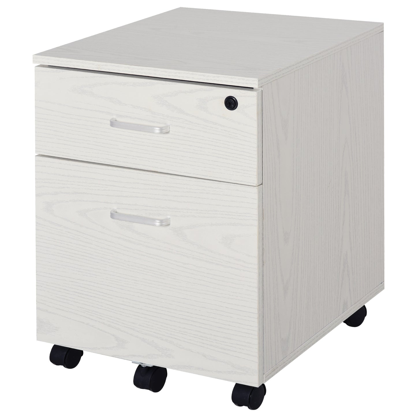 Vinsetto Archivador Móvil para Archivos A4 con Ruedas Gabinete de Archivos Suspendidos con 2 Cajones y Cerradura 40x45x55,6 cm Blanco