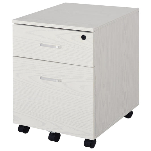 Vinsetto Archivador Móvil para Archivos A4 con Ruedas Gabinete de Archivos Suspendidos con 2 Cajones y Cerradura 40x45x55,6 cm Blanco