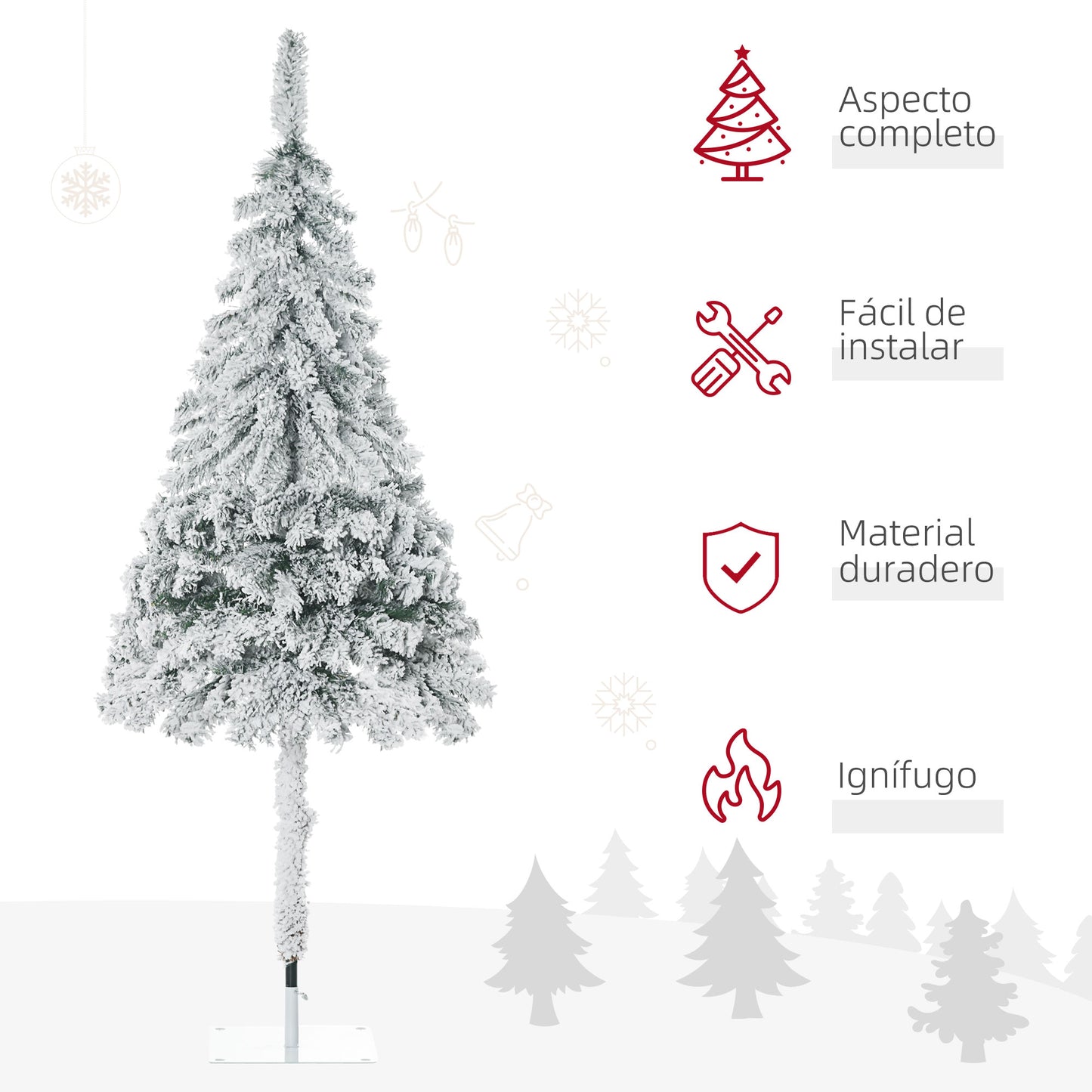 HOMCOM Árbol de Navidad Artificial Árbol de Navidad Nevado 180 cm con 290 Ramas Apertura Automática y Base de Acero Decoración para Interiores Ø72x180 cm Verde