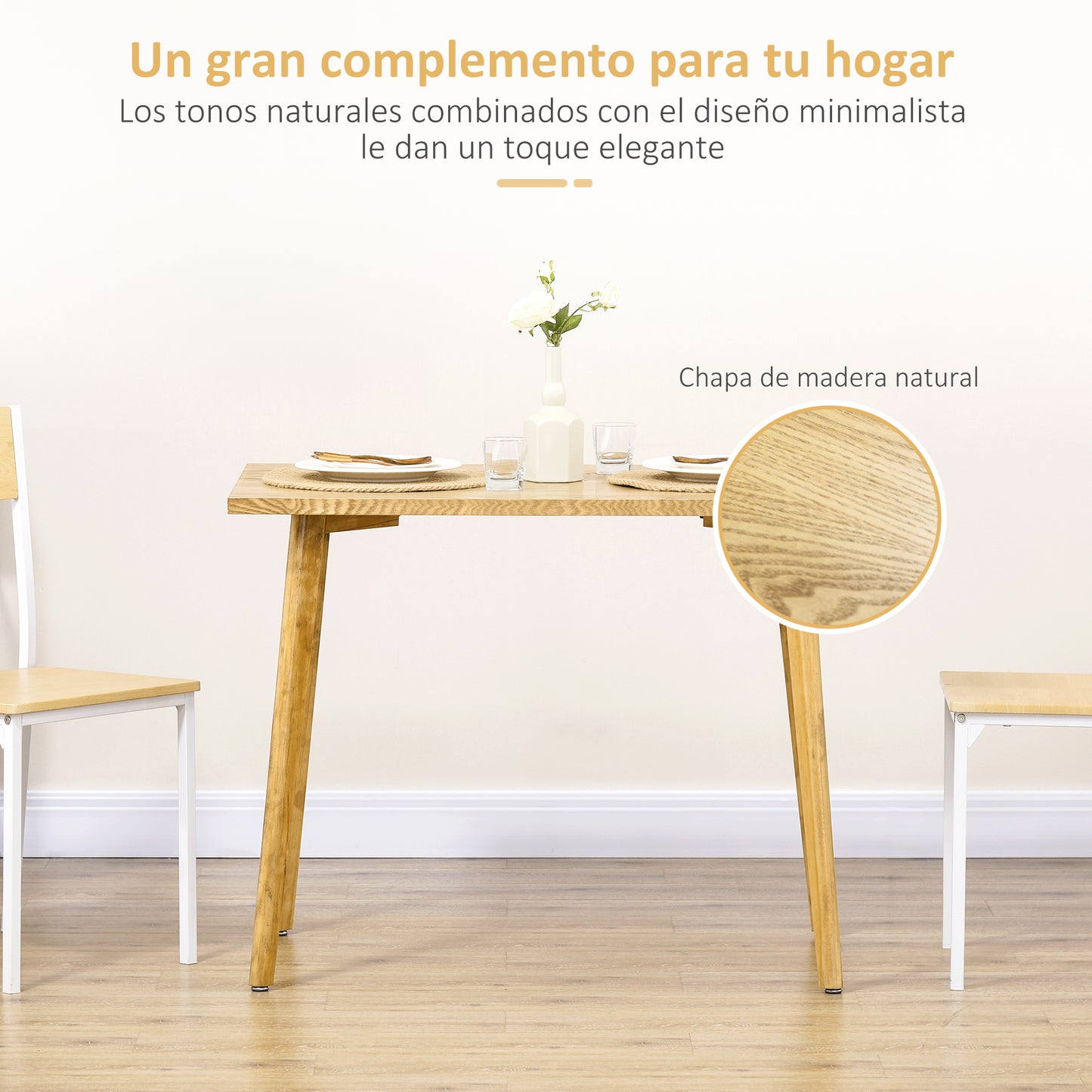 HOMCOM Mesa de Comedor Mesa de Cocina Rectangular Mesa para Salón con Patas de Madera de Pino para Oficina 98x60x76,5 cm Natural