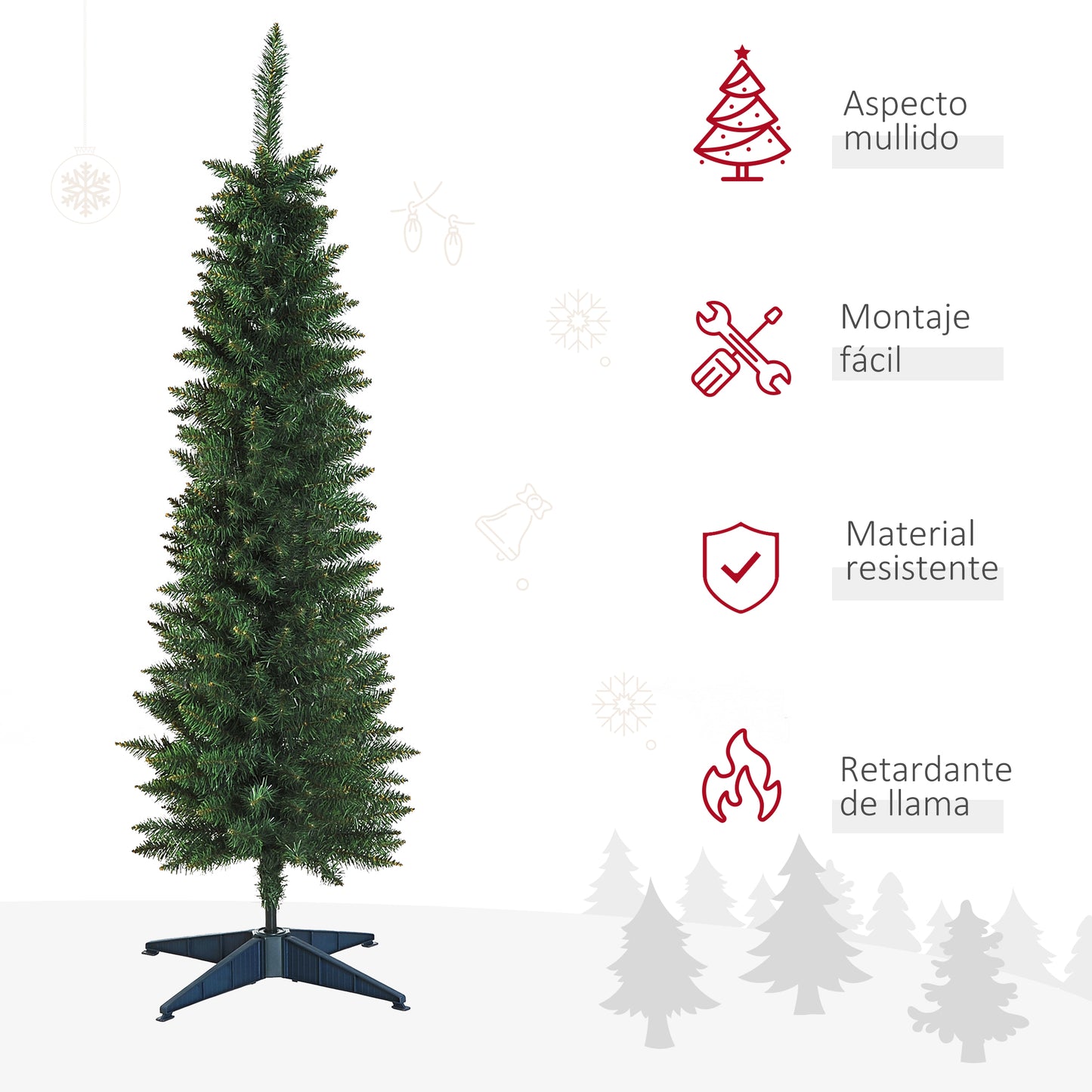 HOMCOM Árbol de Navidad Artificial 150 cm Ignífugo con 294 Puntas de Rama PVC y Soporte de Metal Decoración Navideña para Interiores Fácil de Montar Verde