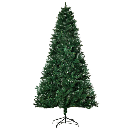 HOMCOM Árbol de Navidad Artificial 210 cm Ignífugo con 1064 Ramas con 2 Tipos de Puntas de PVC Base Plegable y Soporte de Acero Decoración Navideña de Interior Verde