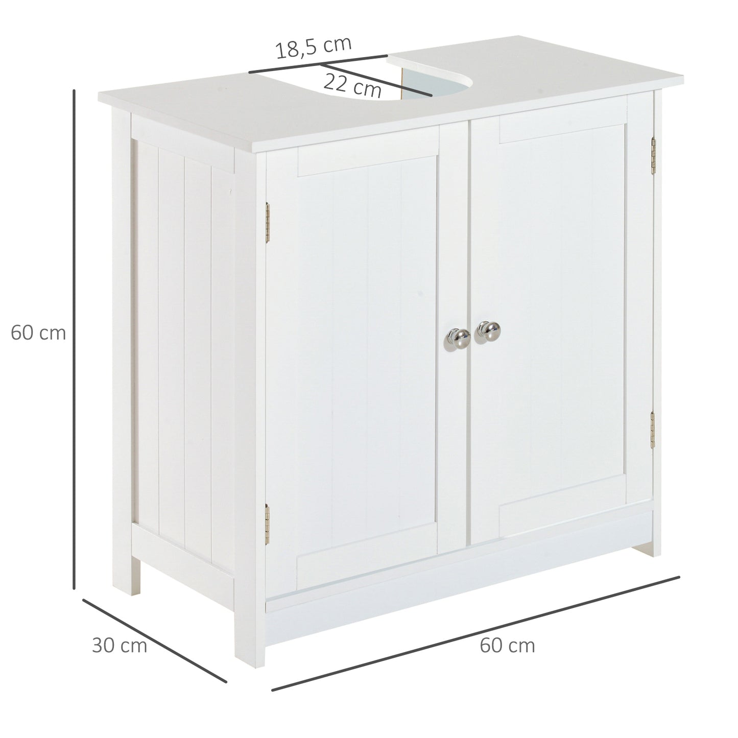 HOMCOM Mueble para Debajo del Lavabo o Fregadero Armario de Baño de Madera Armario de Almacenaje 60x30x60cm Blanco